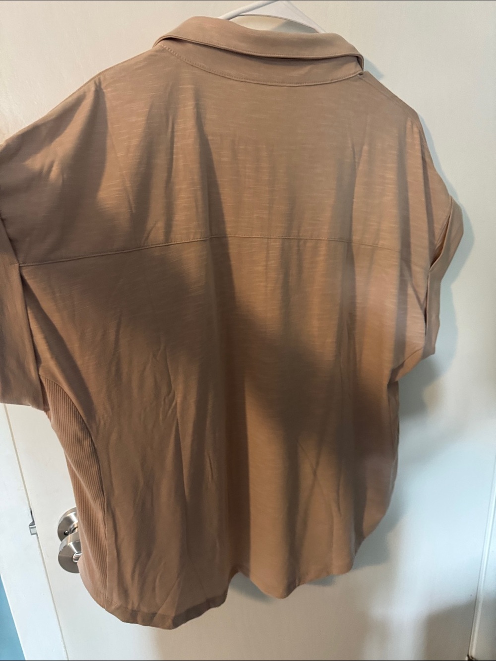 Men's Short Sleeve Button-Up Shirt in Taupe - Picture 5 of 5